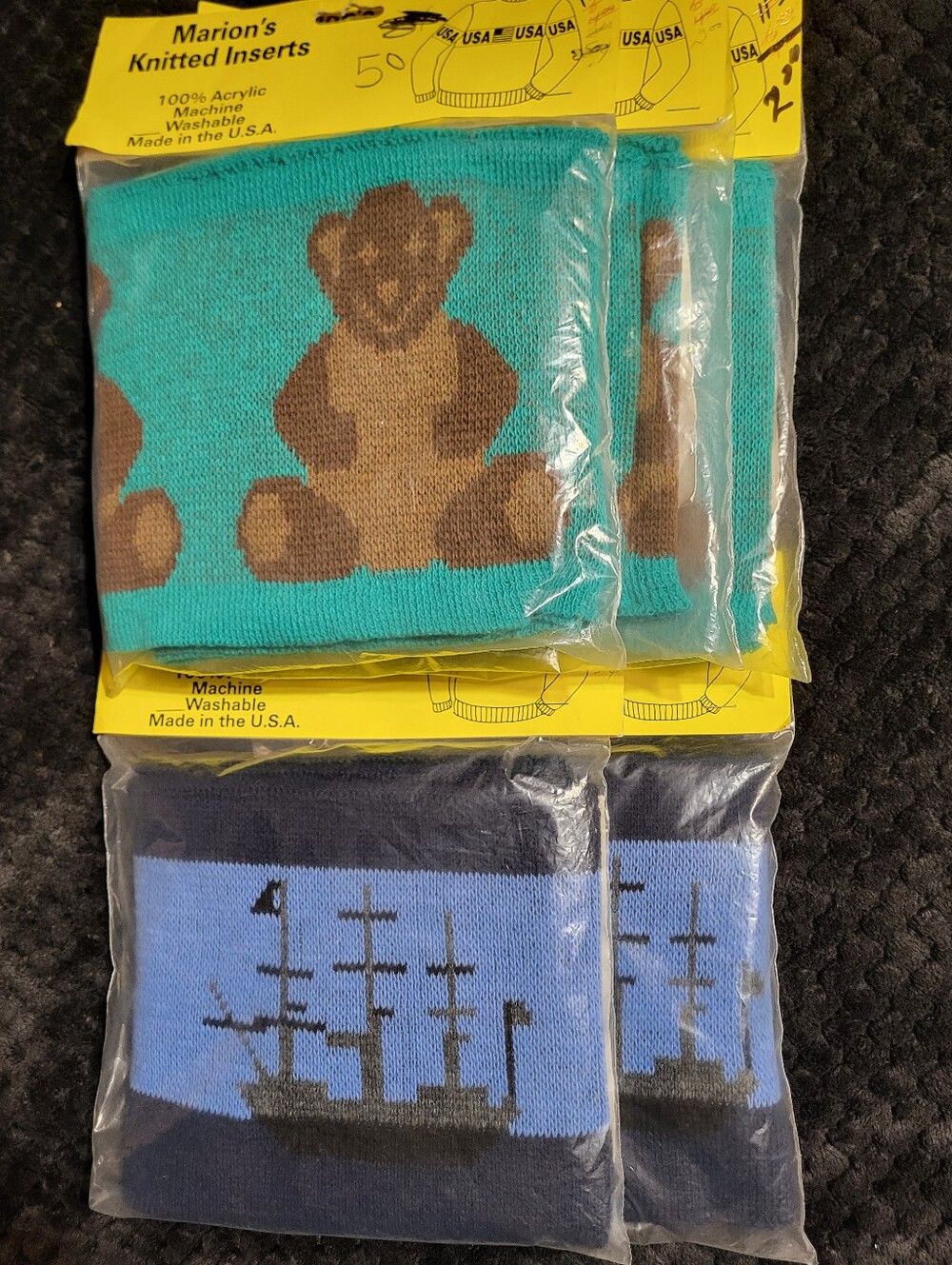 Vintage Knitted Inserts Teddy Bears Ships 80s NIP VTG deadstock DIY sewing craft